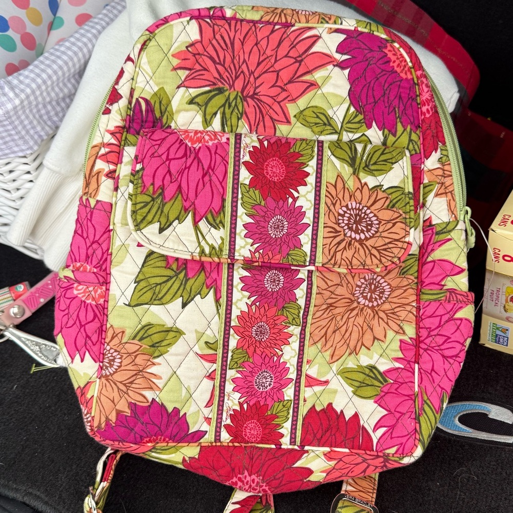 Vera Bradley Pink and Green Floral Backpack